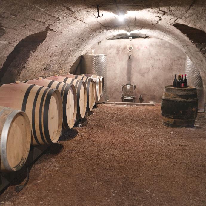 Old cellar below the winery at domaine de Mont Joly Beaujolais France